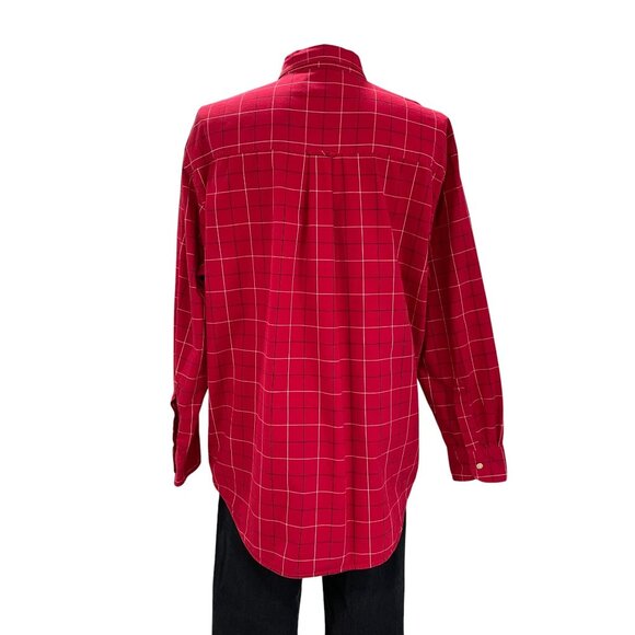 Chaps Ralph Lauren Red Long Sleeve Button Front Shirt Mens L Preppy Ivy Vintage - Picture 6 of 7